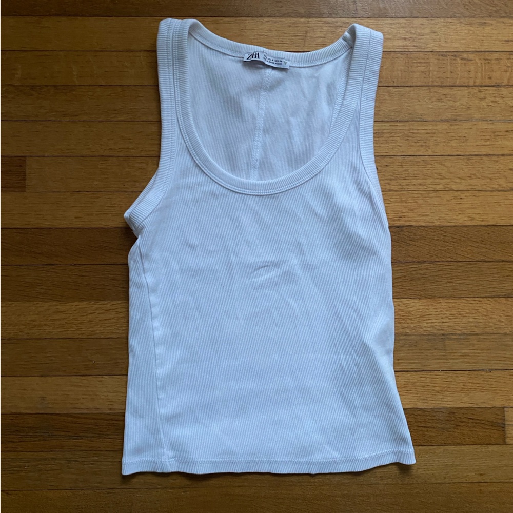 Zara Classic White Sleeveless Top